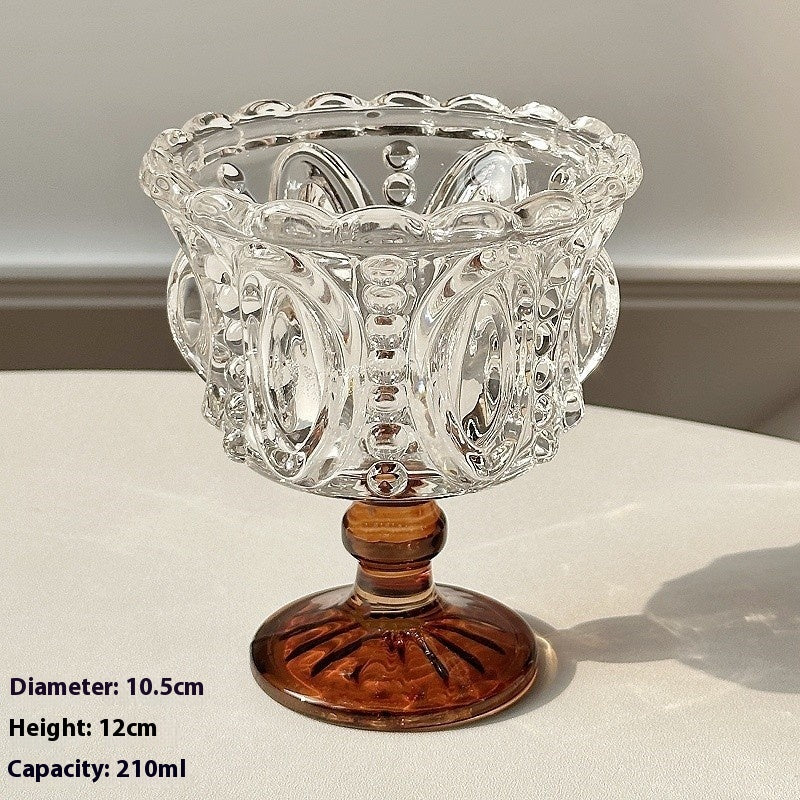 European Style Carved Glass Drinkware - 210ml Home Bar Glasses Set