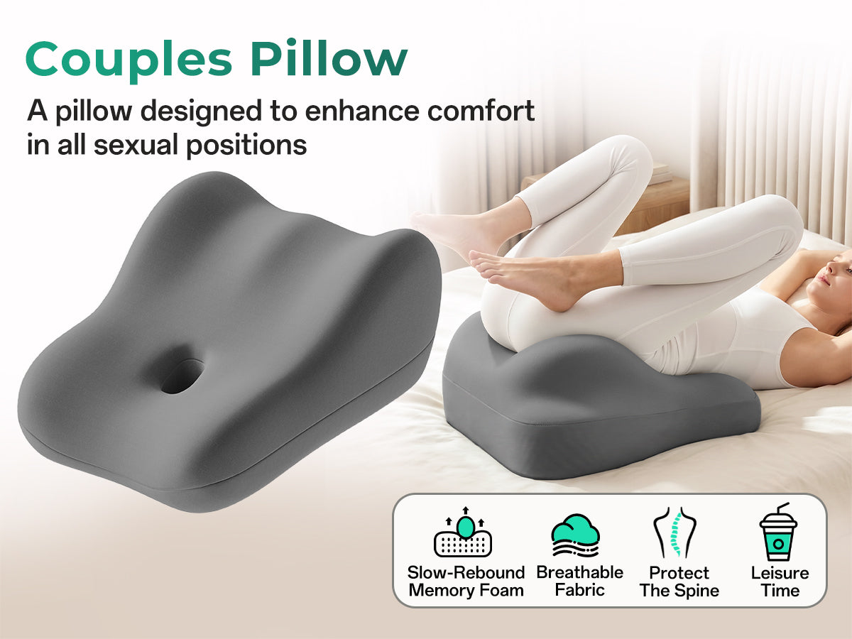 Ergonomic Memory Foam Support Pillow for Couples - Grey