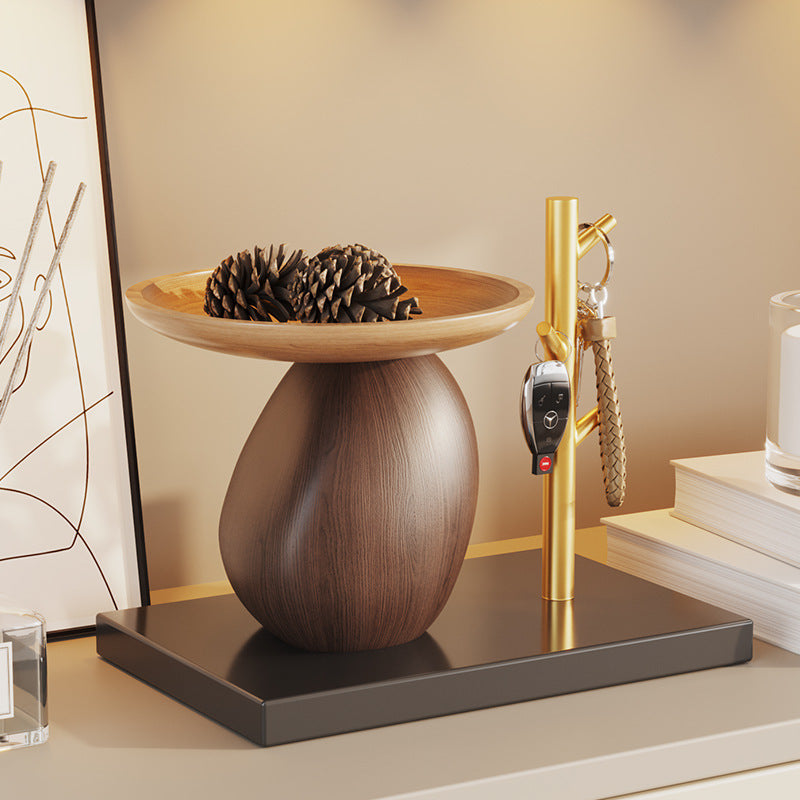 Minimalist Resin Decorative Stone for Snack Storage & Display - Brown