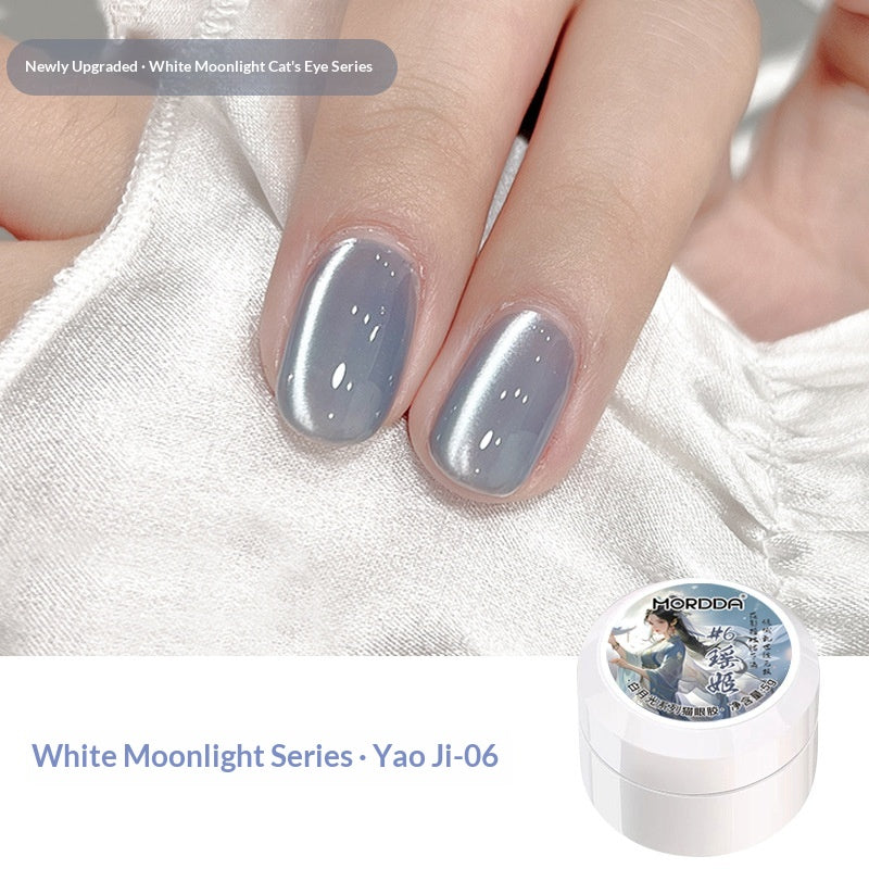 White Moonlight Ceramic Cat Eye Nail Gel Polish - Porcelain White Varieties