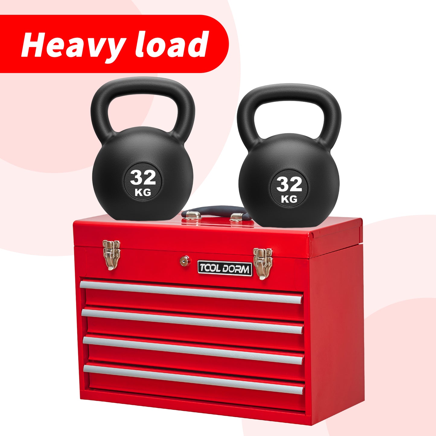 20.3-Inch Metal Tool Box with Drawers, Lockable Steel Chest for Garage and Workshop