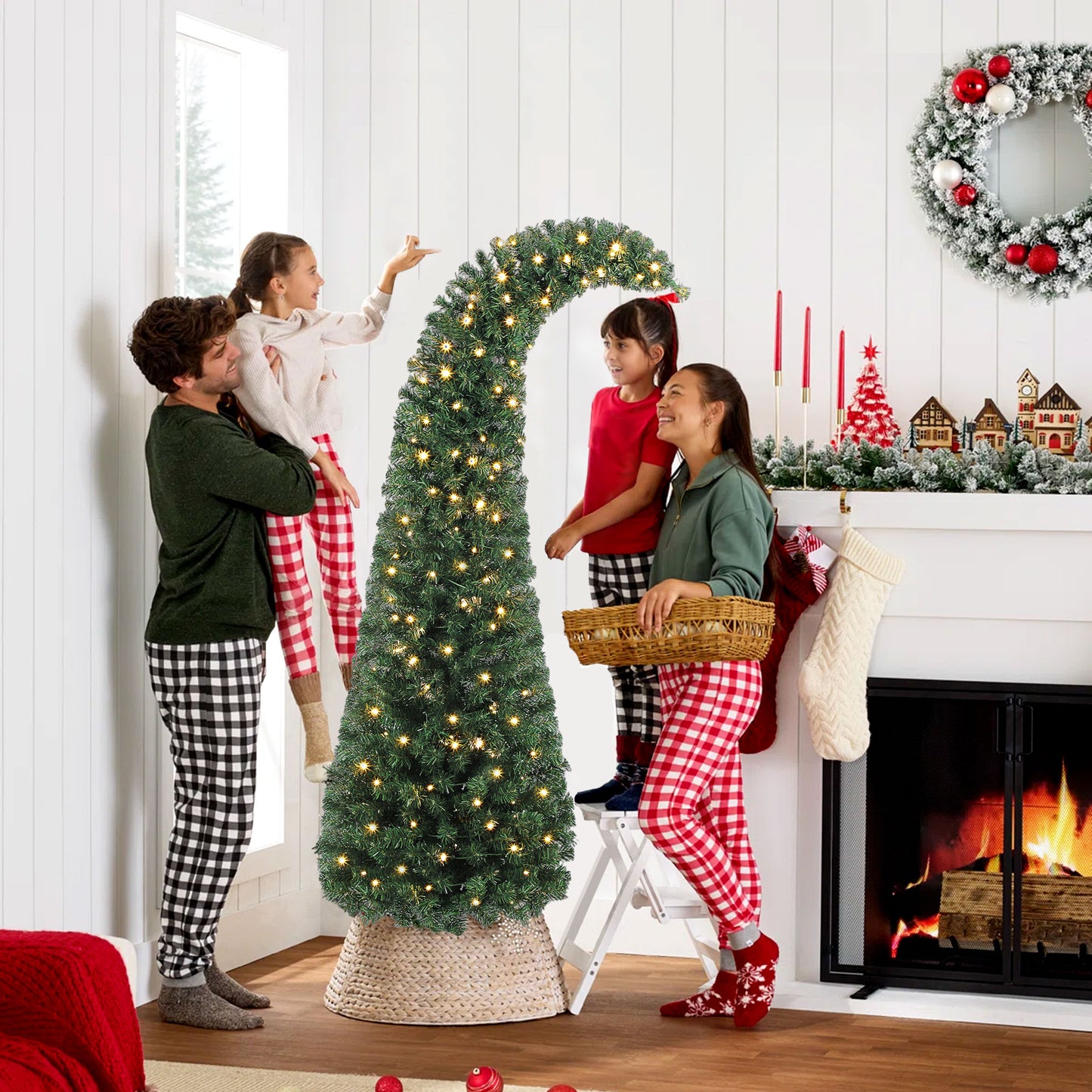 6 ft Prelit Christmas Tree - Slim High Mountain Fir with 200 LEDs