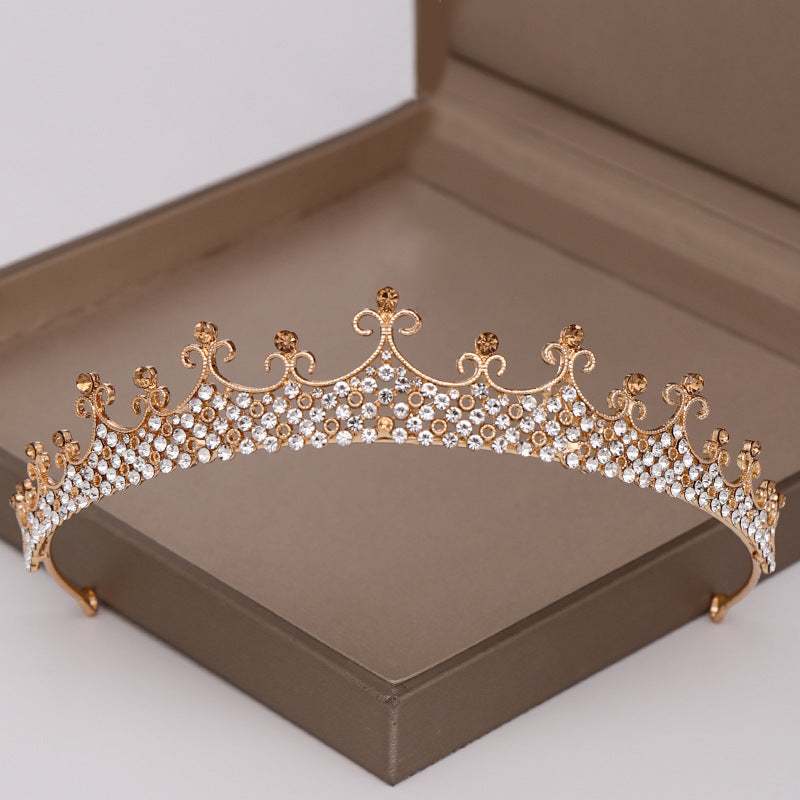 Luxury Alloy Crystal Crown Headband for Women - Gold & Silver