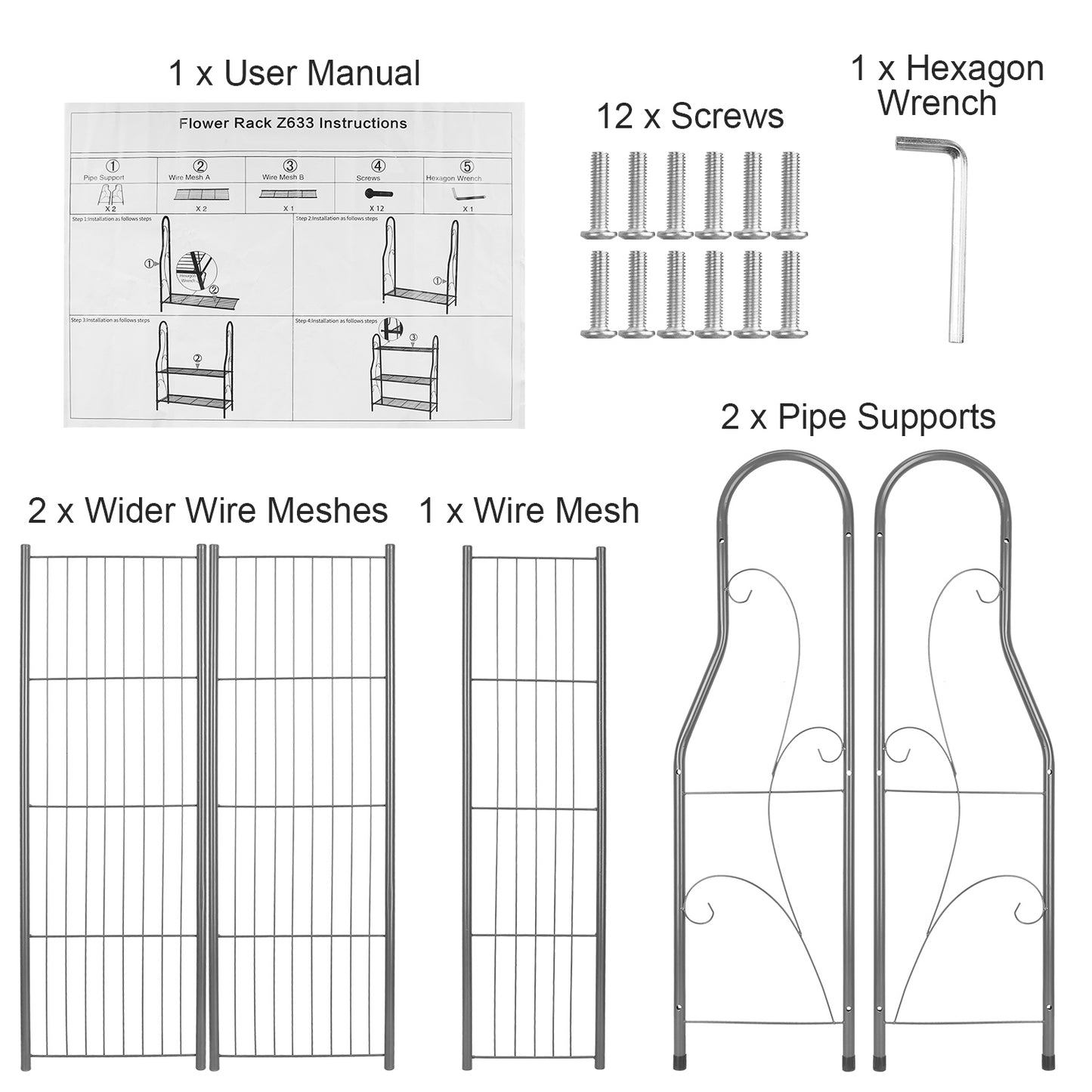 3-Tier Plant Stand Shelf with Detachable Shelves Garden Display Rack