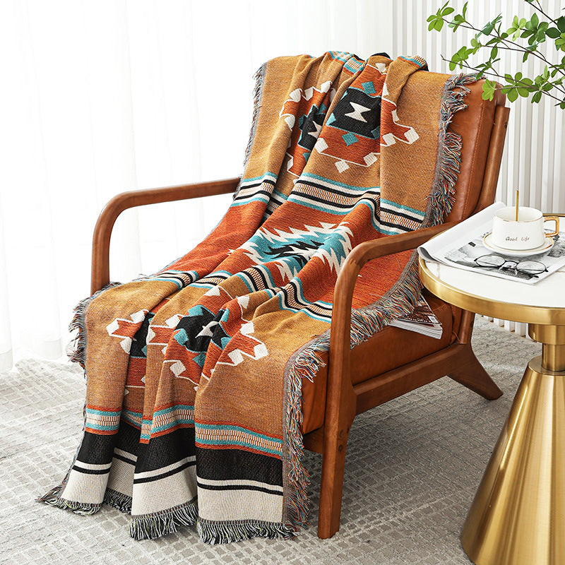 Outdoor Camping Sofa Throw Blanket Bohemian Geometric Pattern 130x160cm or 160x220cm
