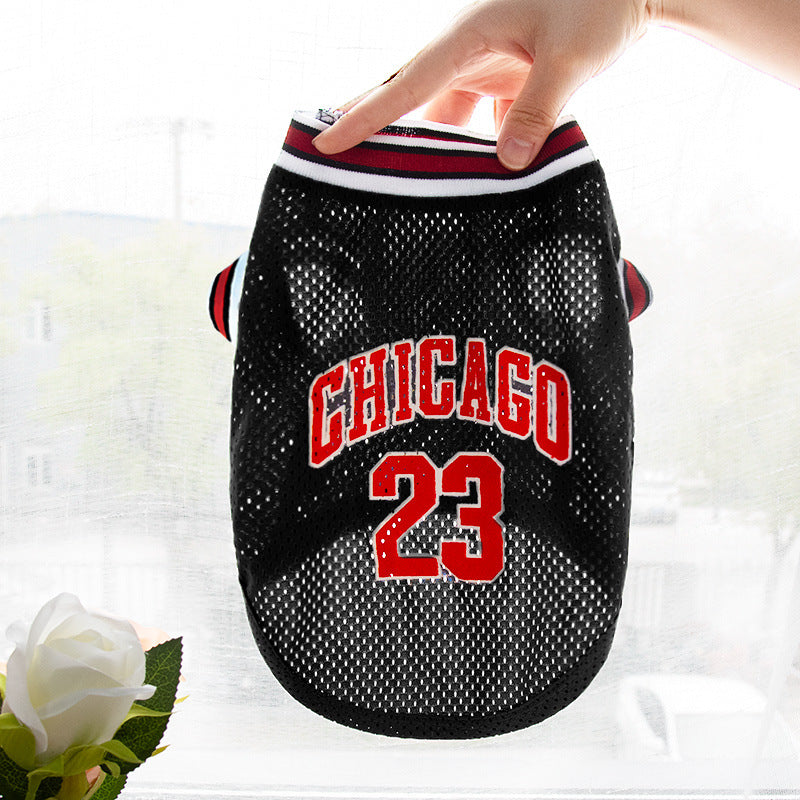Large Mesh Basketball Dog Vest - Summer Pet Clothes for Active Dogs