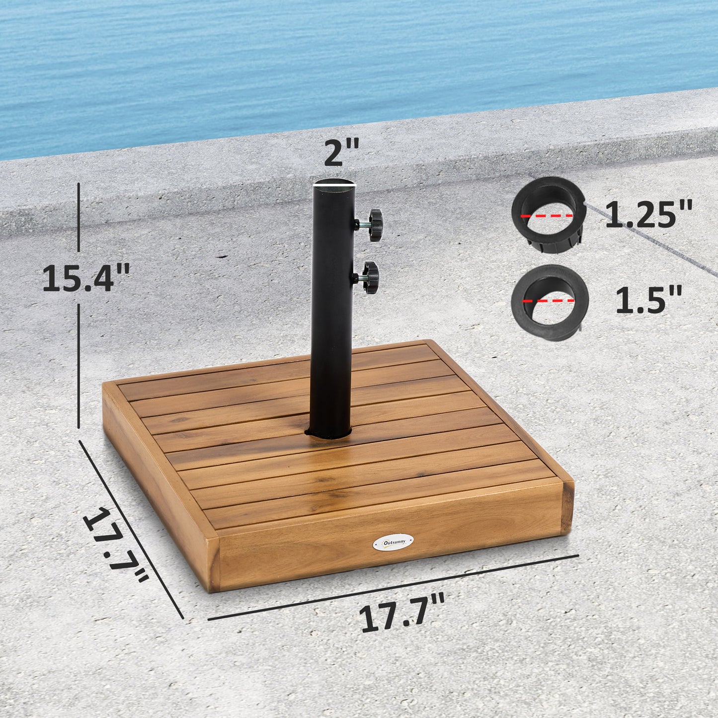 42 lbs Concrete Patio Umbrella Base for 1.25/1.5 Inch Poles - Teak