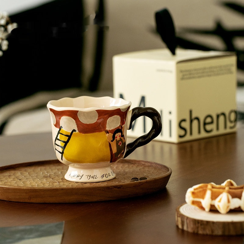 Ceramic Coffee Mug with Colorful Seesaw Mushroom Horse Spring Duck 301-400ml
