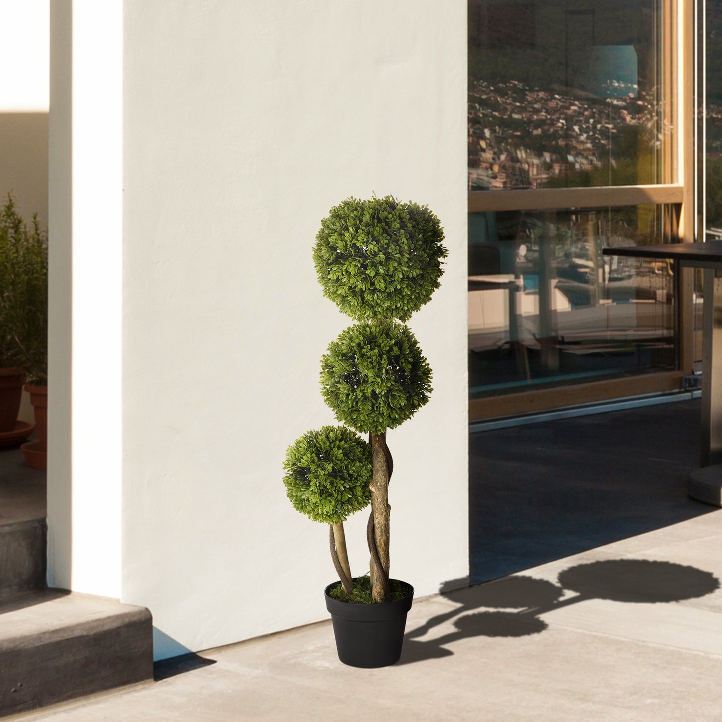 35.5" Artificial Boxwood Topiary Tree - Light Green