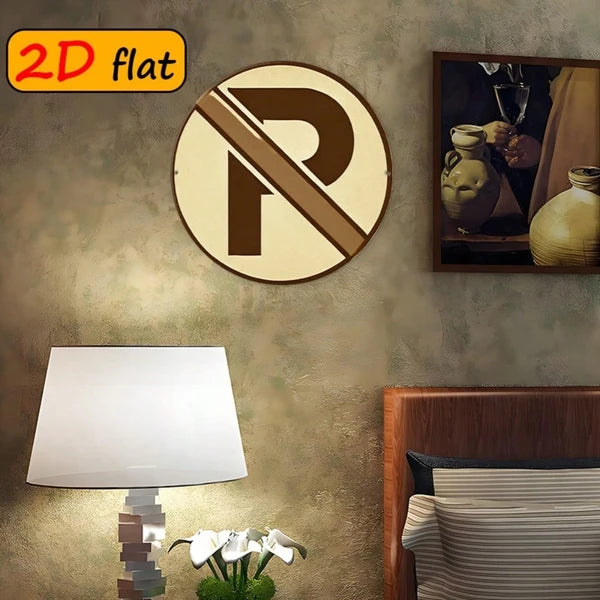 No Parking Symbol Aluminum Round Outdoor Sign - 7.87in