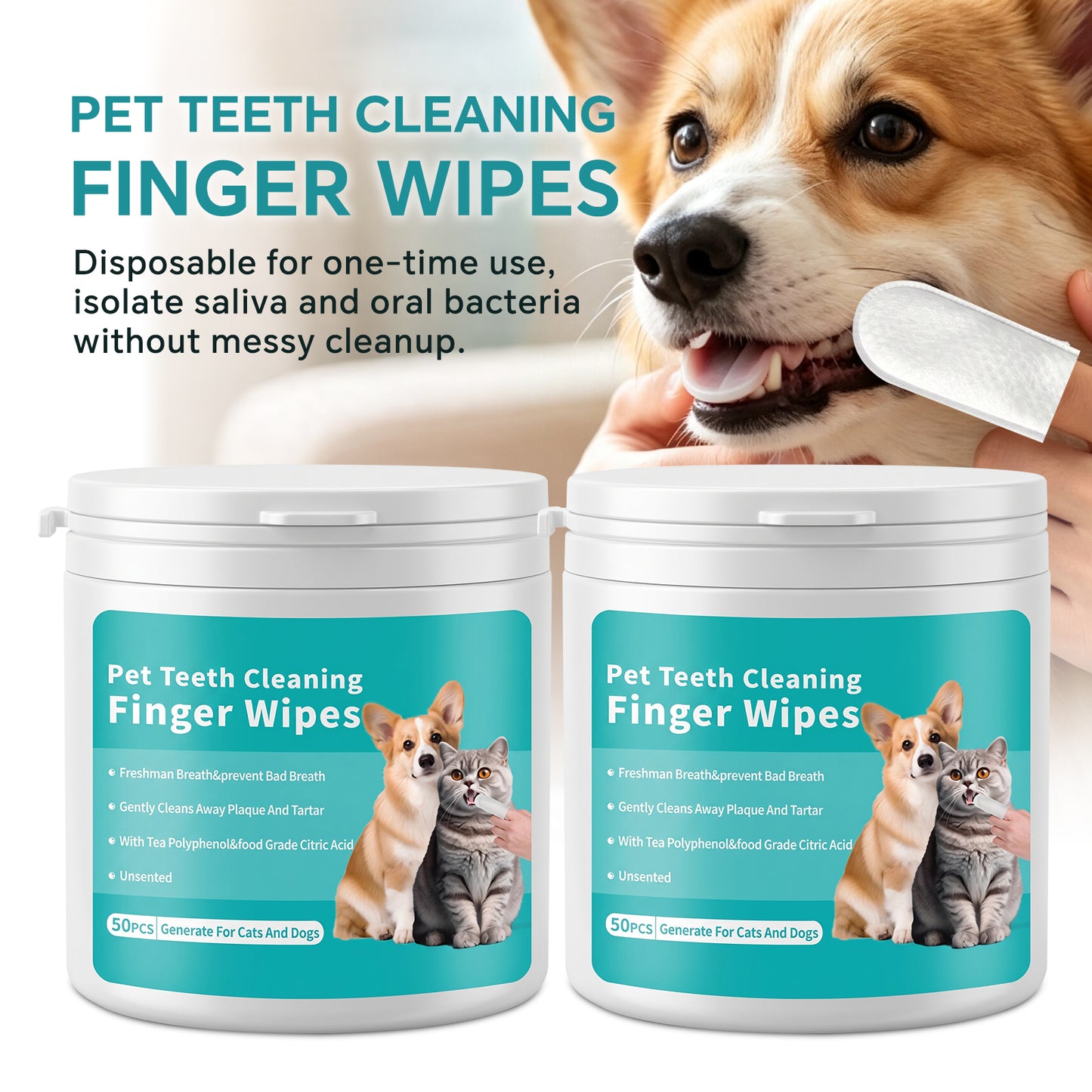 Pet Tooth Cleaning Wet Wipes - 50 Pieces, Self Pickup, Multiple Specifications