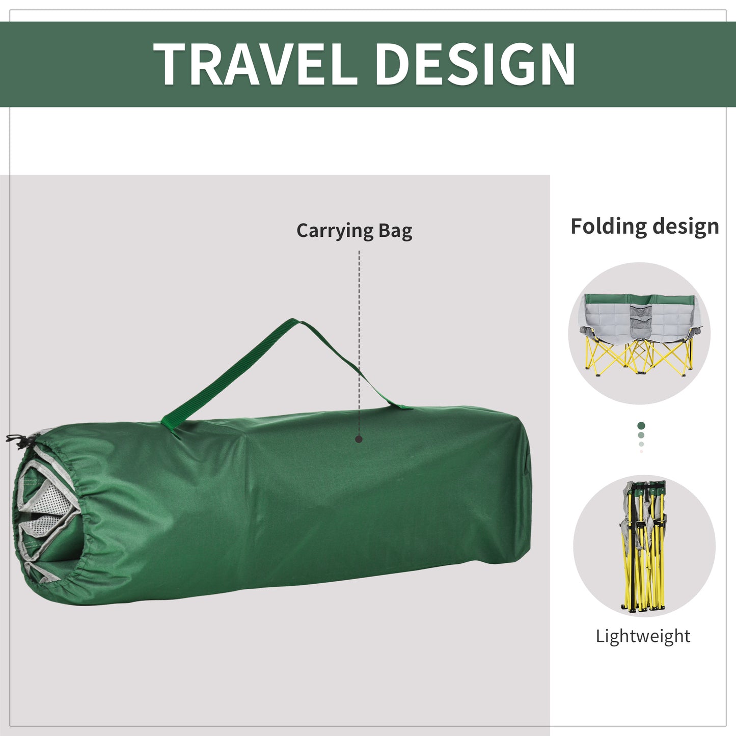 Oversized Folding Camping Chair with Carry Bag & Cup Holders - Green