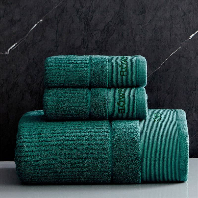 High-End Hotel Style Cotton Bath Towels Set - White, Green, Blue, Gray