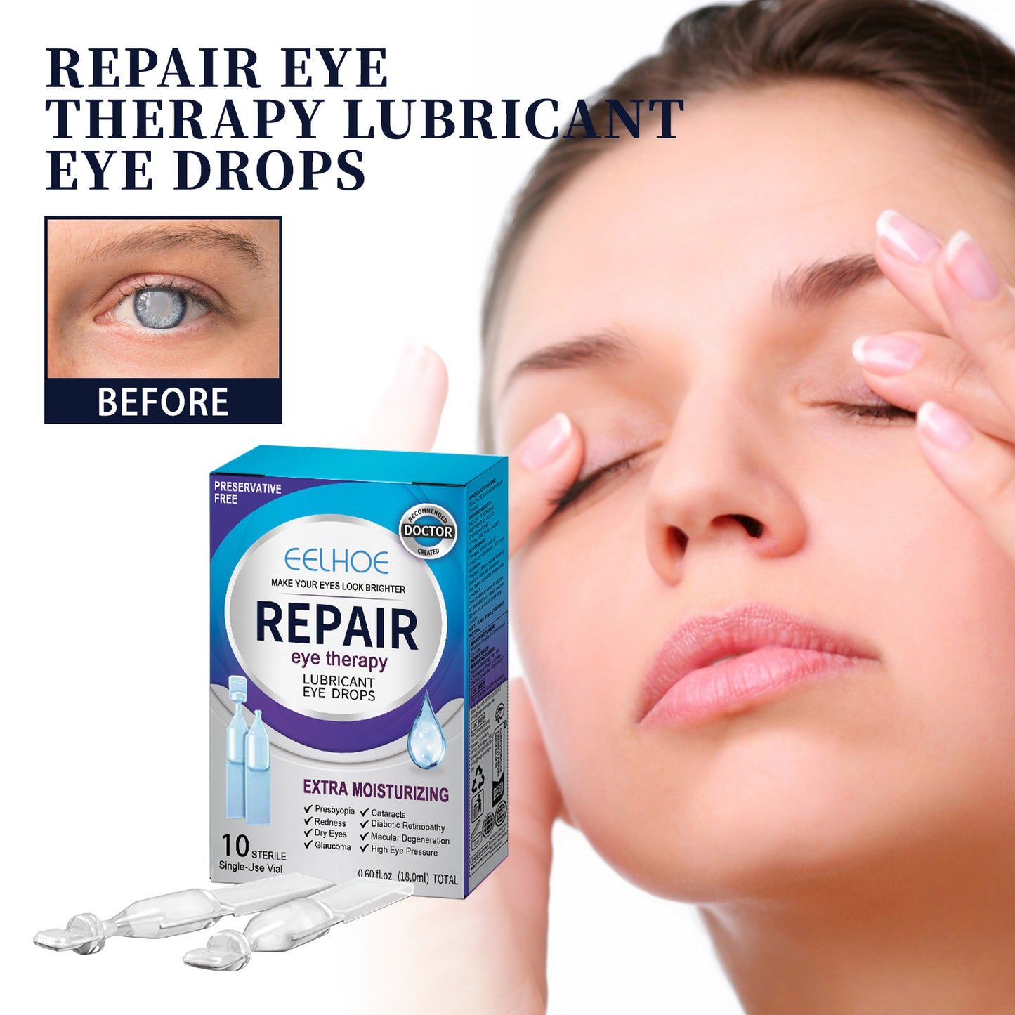 Soothing Eye Drops for Redness, Fatigue, and Dryness Relief - 1 Bottle