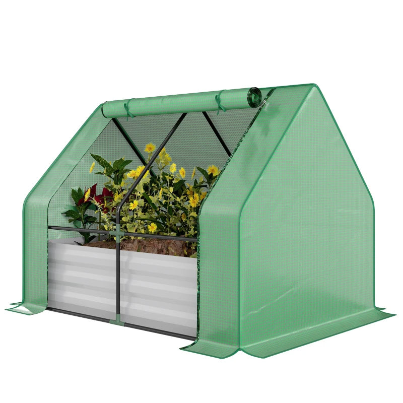 Galvanized Raised Garden Bed with Greenhouse Cover - 4ft x 3ft x 3ft, Patio Herb & Vegetable Grower