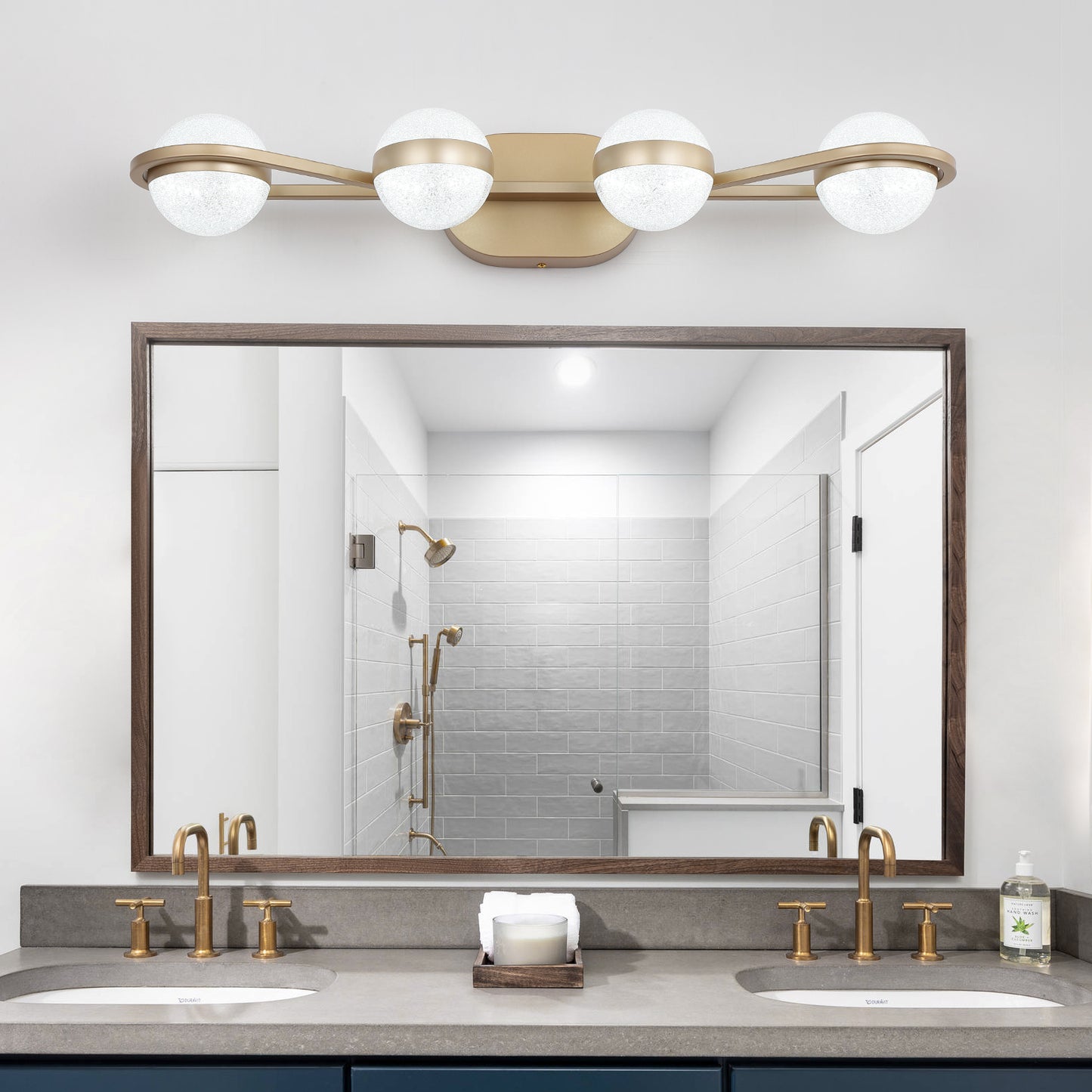28-Inch Golden LED Bathroom Vanity Light - 4-Light Fixture