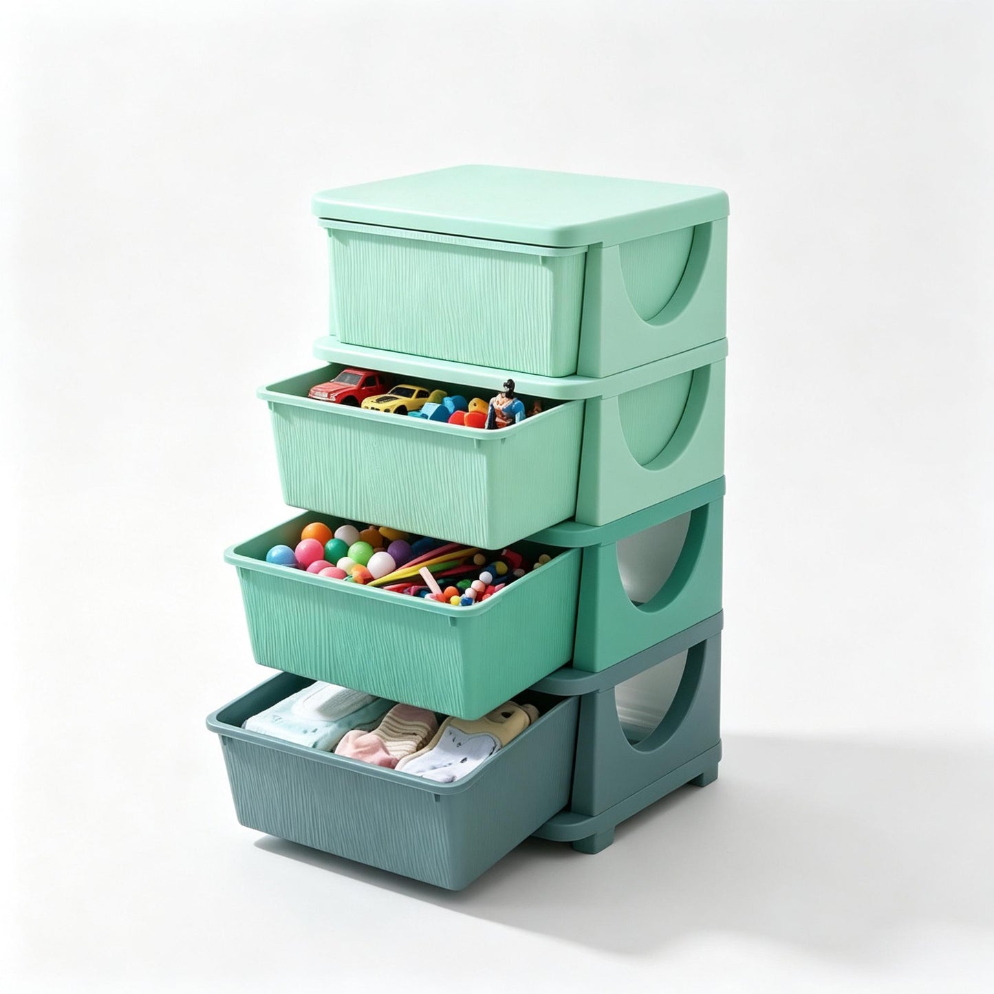 Child-Friendly Toy Storage Organizer - Green Multi-Tier Unit