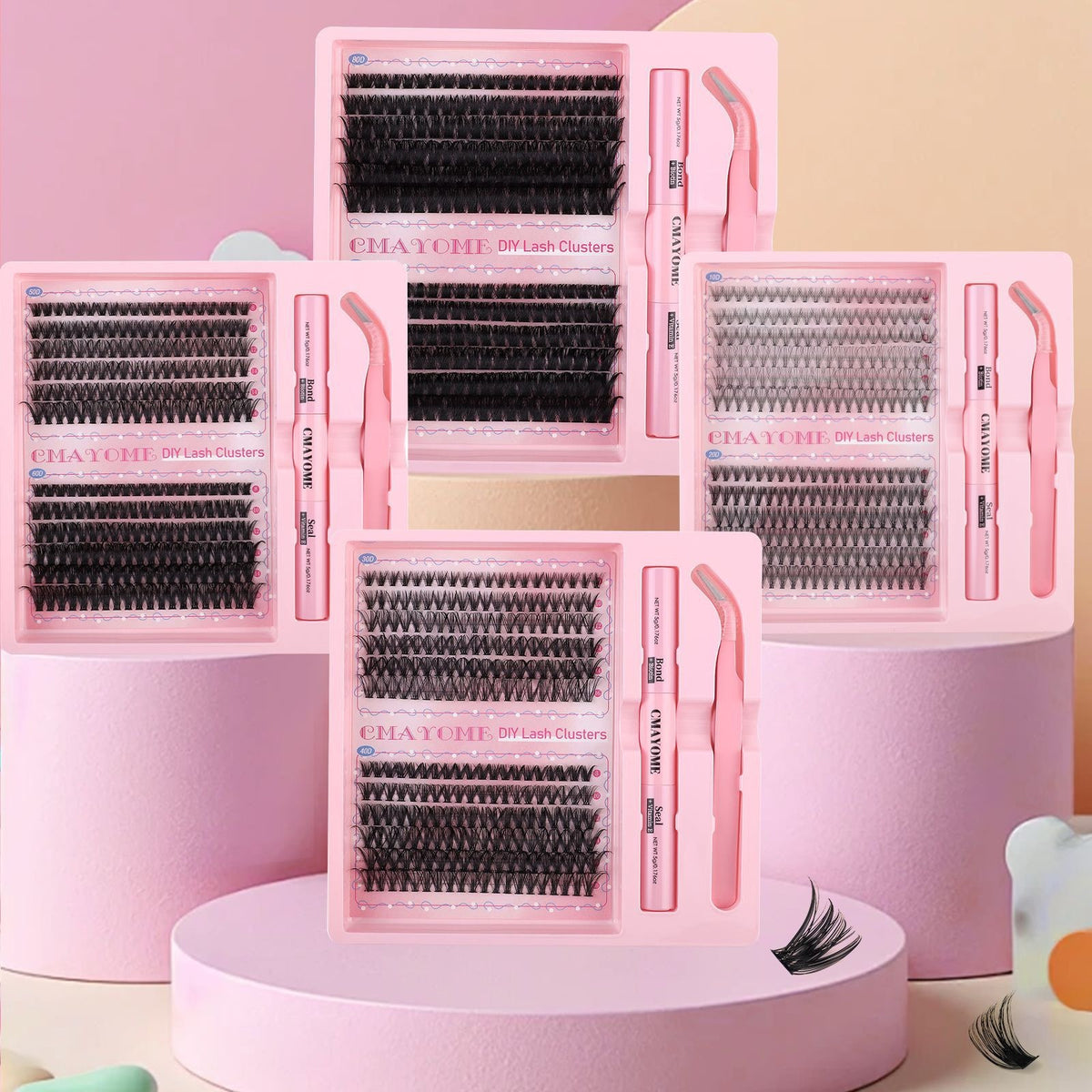 Natural Thick Fake Eyelash Set - DIY Cluster & Split Style for Makeup