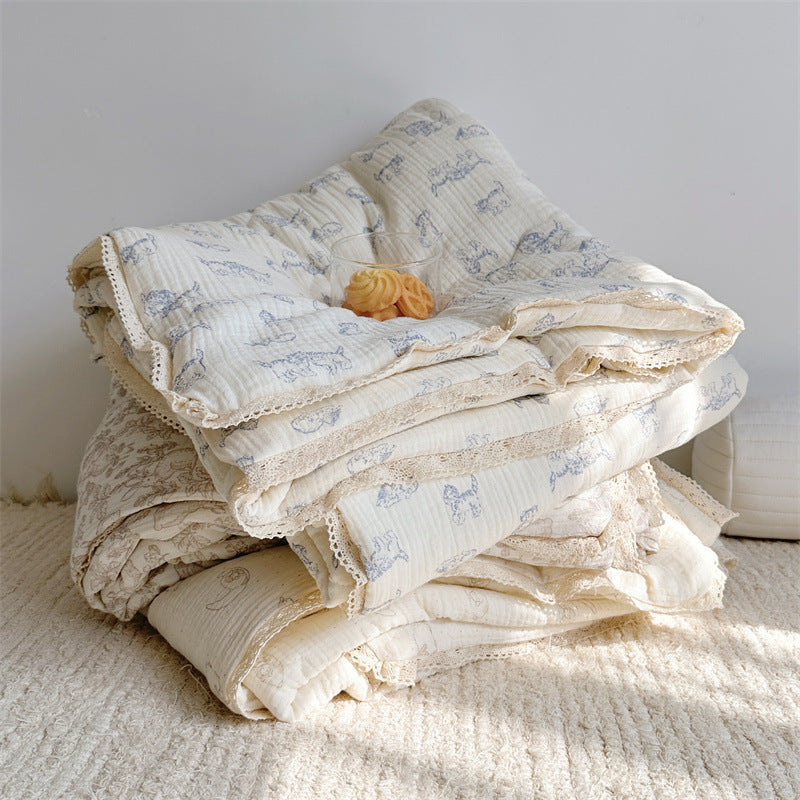 Pure Cotton Double-Layer Gauze Summer Duvet Cover Set - Lightweight & Breathable
