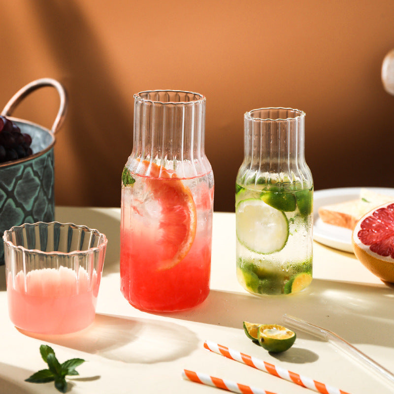 Glass Water Pitcher Set with Cups - Modern Household Drink Dispenser