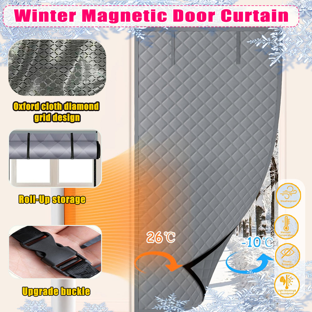 Magnetic Thermal Insulated Door Curtain - Windproof Privacy Light Blocker for Home Garage Shop