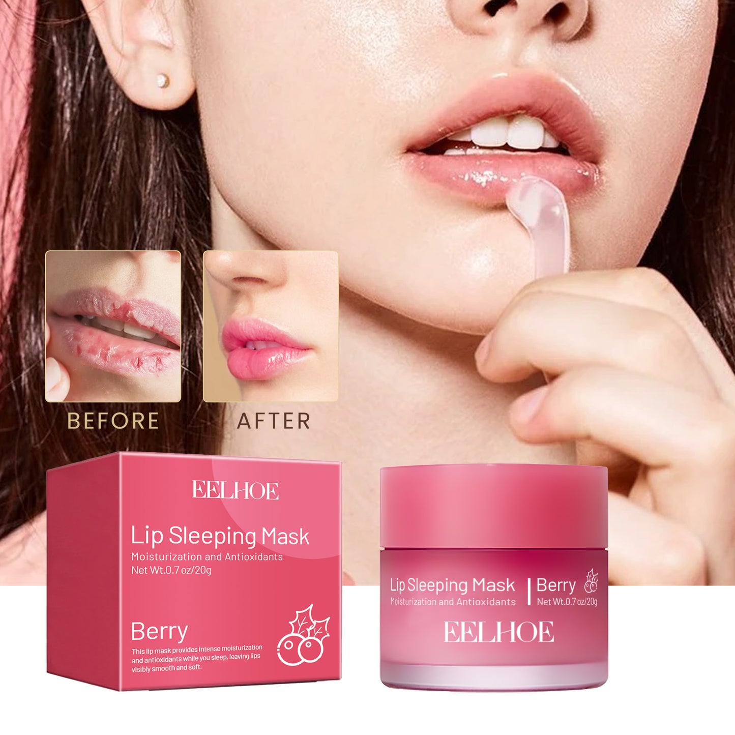 Hydrating Lip Sleeping Mask - Moisturizing Strawberry Lip Care Treatment