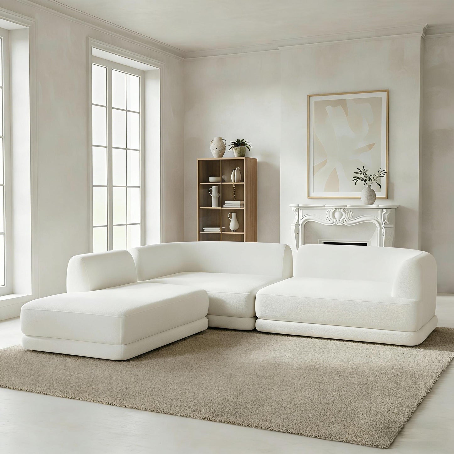 115 Modern L-Shaped Sectional Sofa With High-Density Fully Compressed