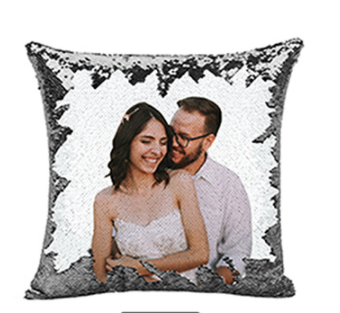 Sequin Custom Gift Pillow - Soft Velvet Cover with Color Options, 40x40cm