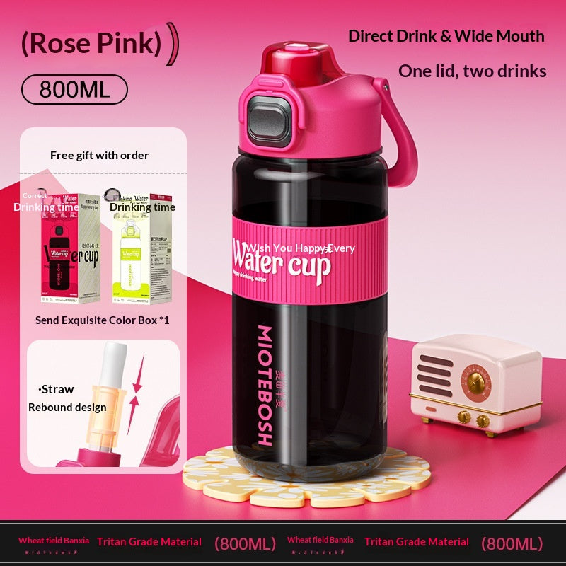 Large-Capacity Portable Water Bottle with Straw for Outdoor & Home Use
