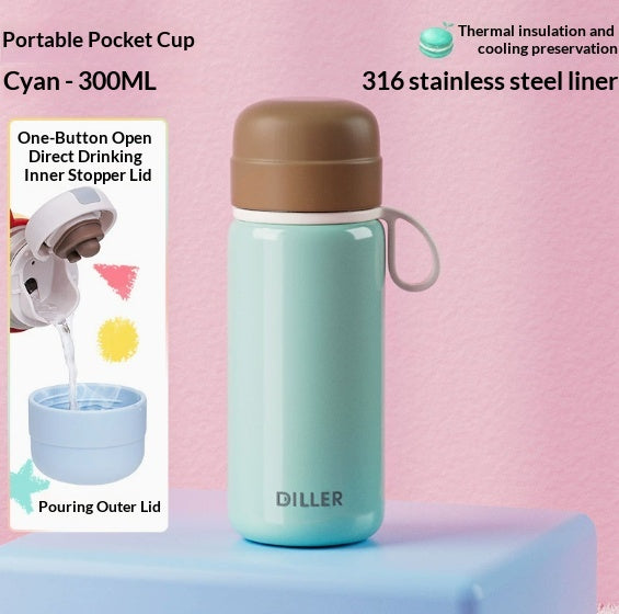 Mini Stainless Steel Water Bottle Pocket Thermos Compact Portable Drinkware