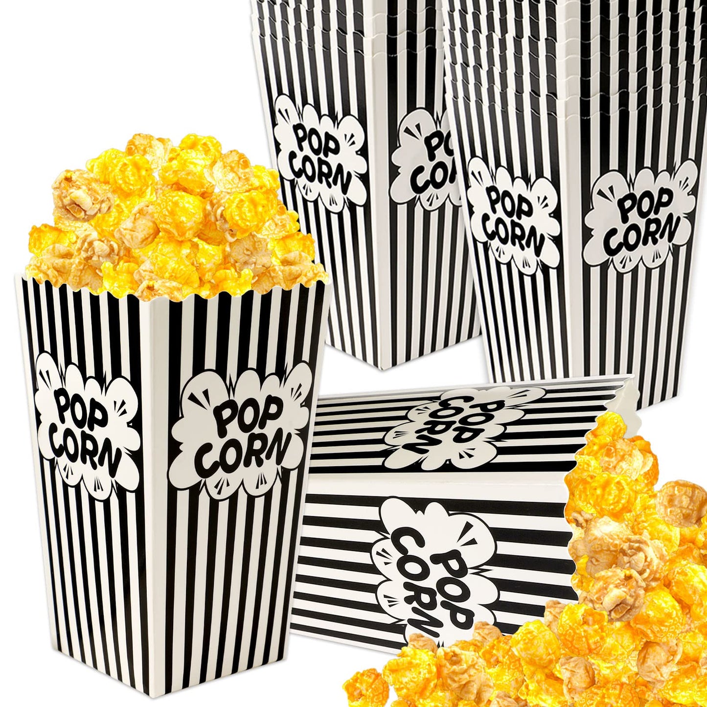 Mini Black and White Popcorn Bags - 100 Pack for Parties