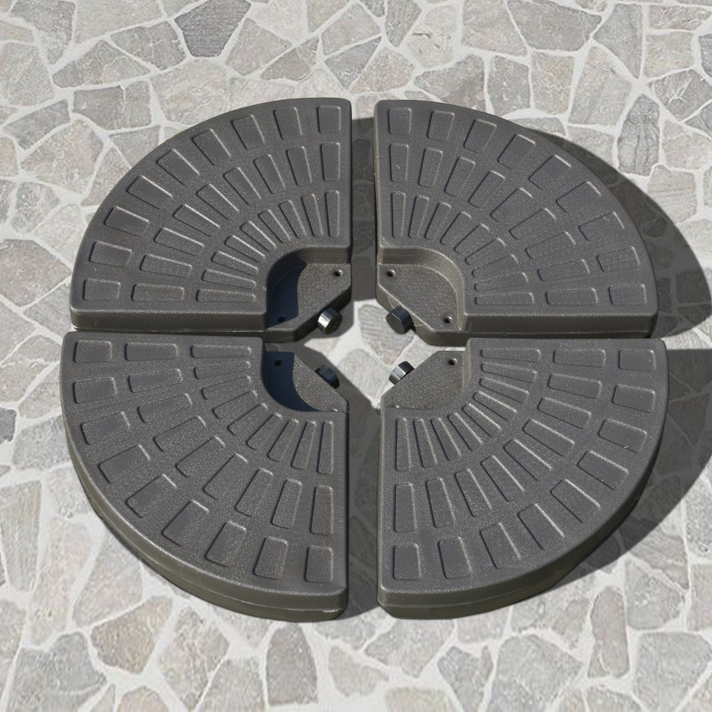 Cantilever Patio Umbrella Base - 4 Piece Set, 220 lbs Capacity, Coffee Brown