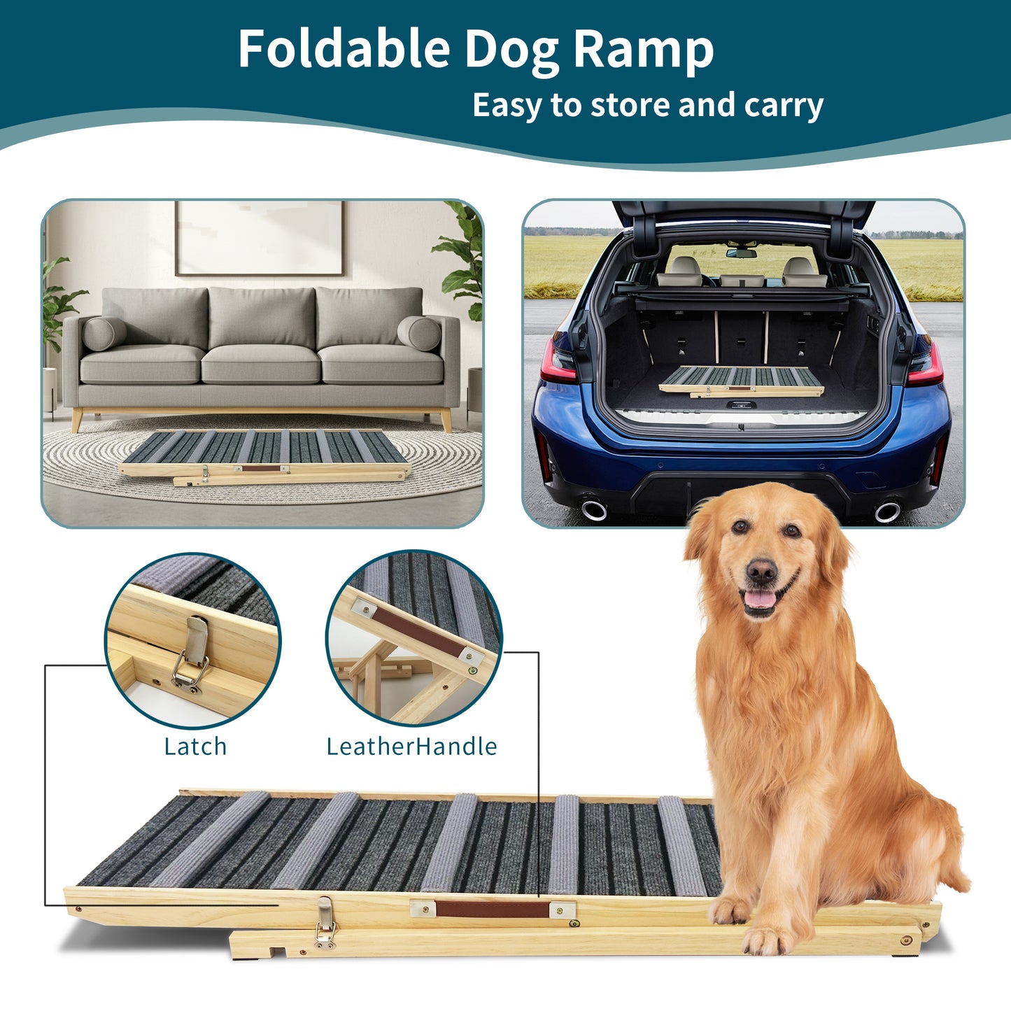 Adjustable Dog Ramp for Couch and Sofa - Non-Slip Pet Steps with Stable Support