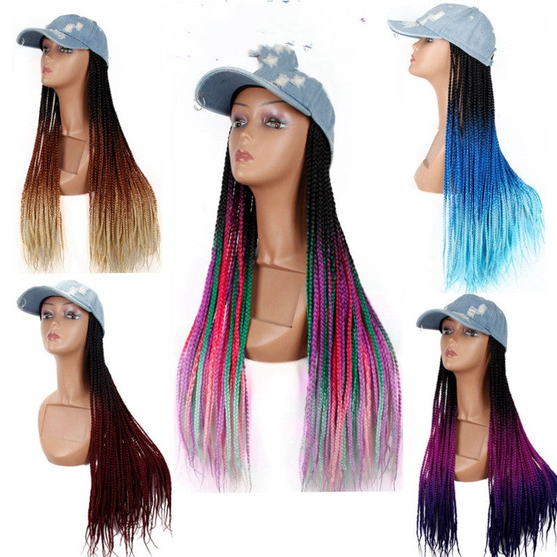 Colorful Cowboy Hat Wig Accessory - Handwoven Ponytail Style