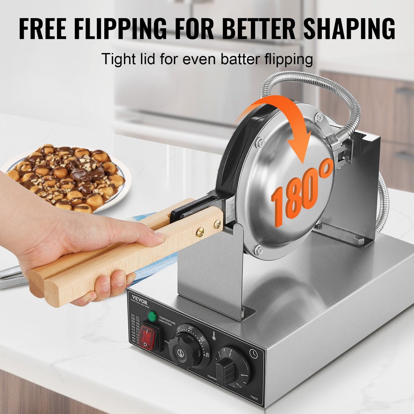 Commercial Bubble Waffle Maker 1400W Egg Pancake Baker Machine Non-Stick
