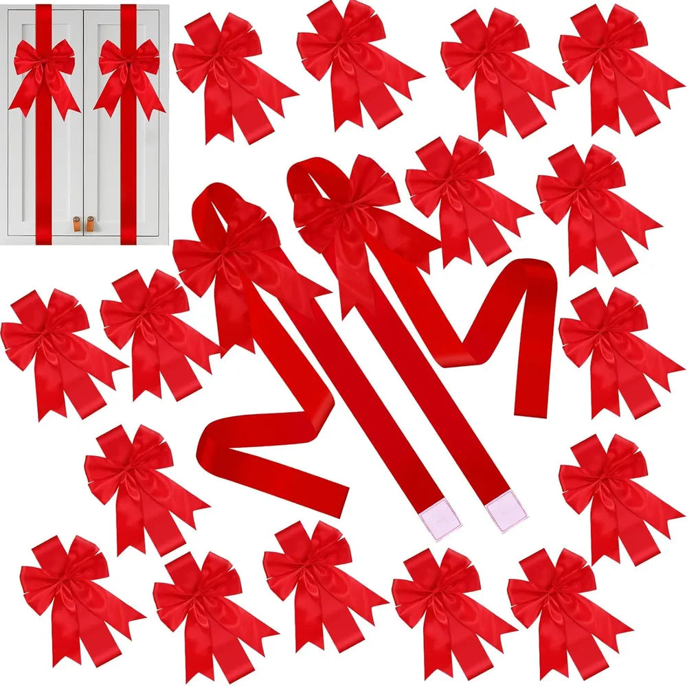 18 Pcs Large Red Christmas Ribbons & Bows - 8x40 Inches