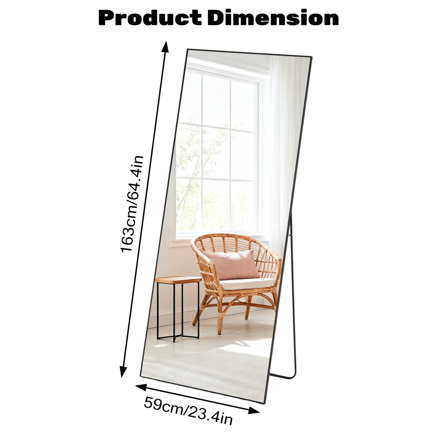 Rectangle Full Length Standing Mirror - Shatterproof Floor Mirror