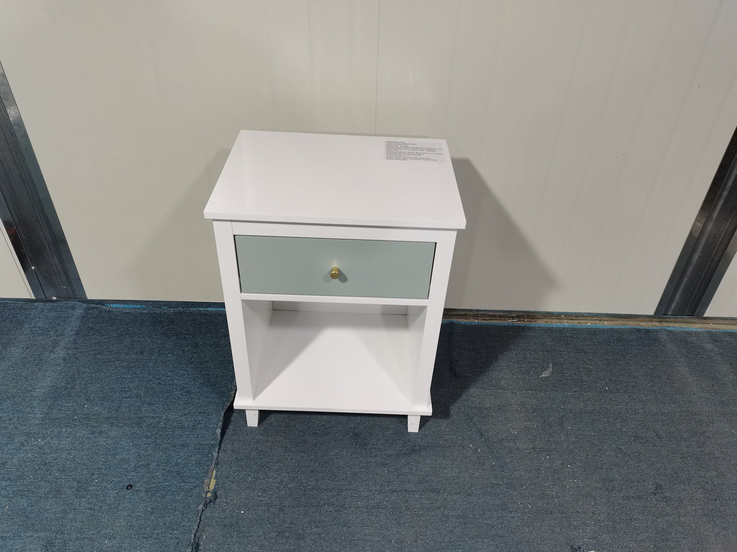 Wooden Nightstand with Drawer and Shelf - White & Green