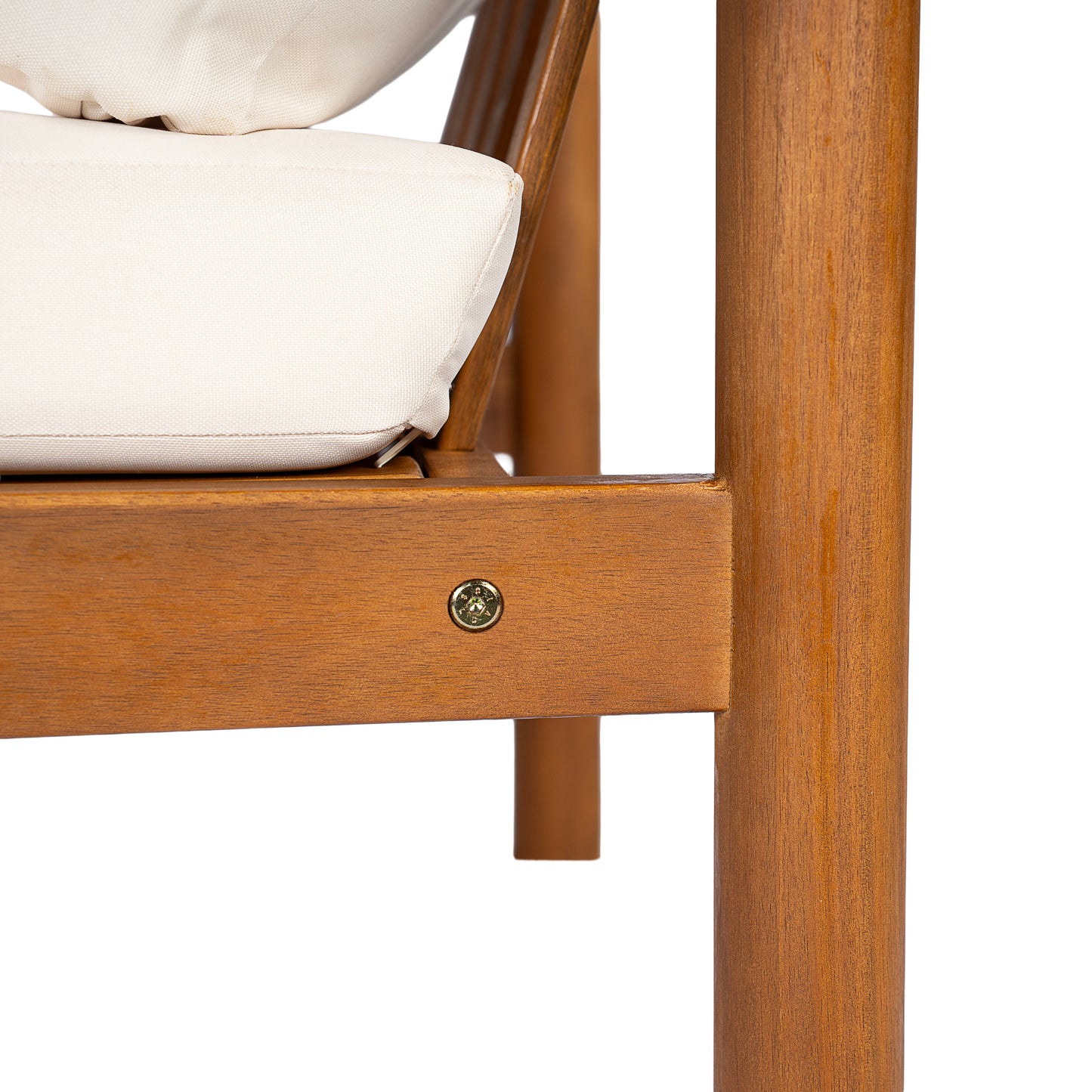 28" Acacia Wood Outdoor Lounge Chair with Thick Cushions - Teak & Beige