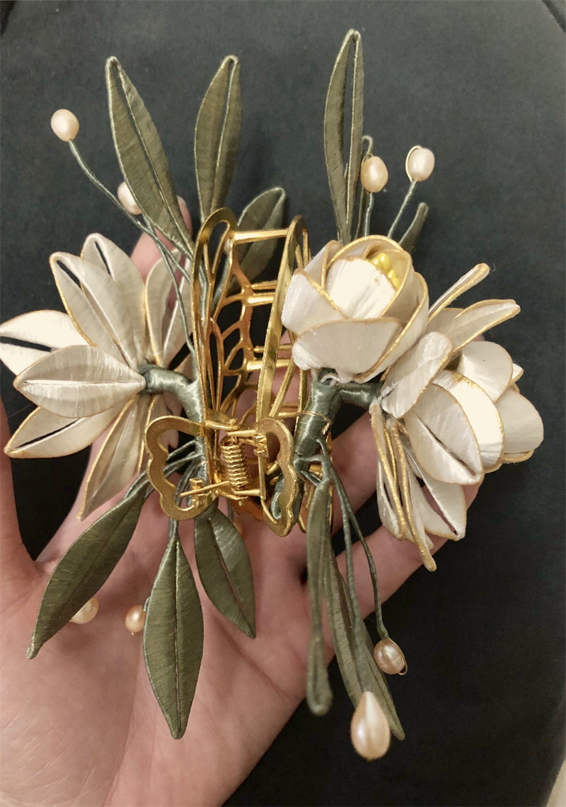 Pearl Antique Gold Hair Clip Vintage Headpiece