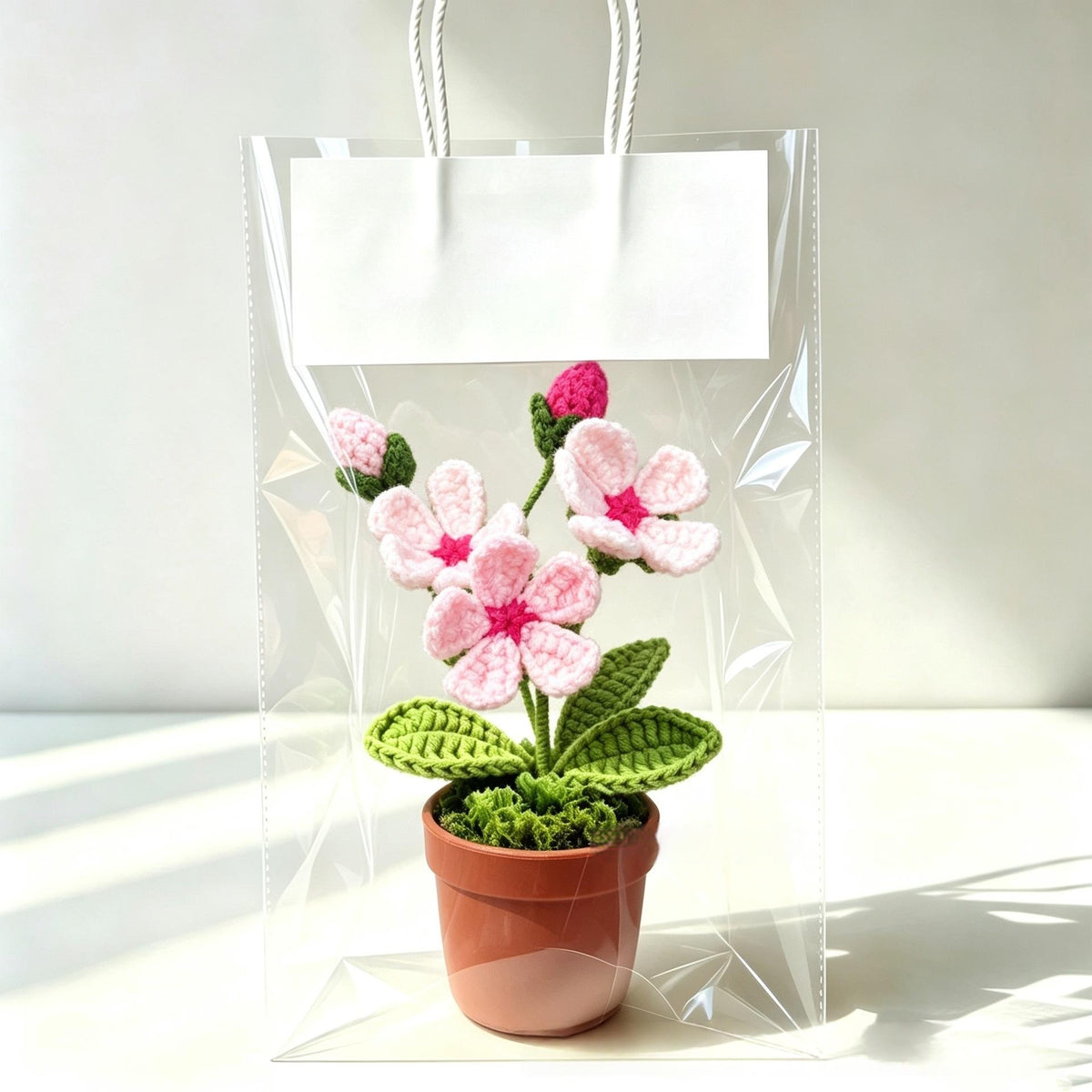 Handmade Yarn Flower Pot Ornaments - Various Styles for Home & Garden Decor
