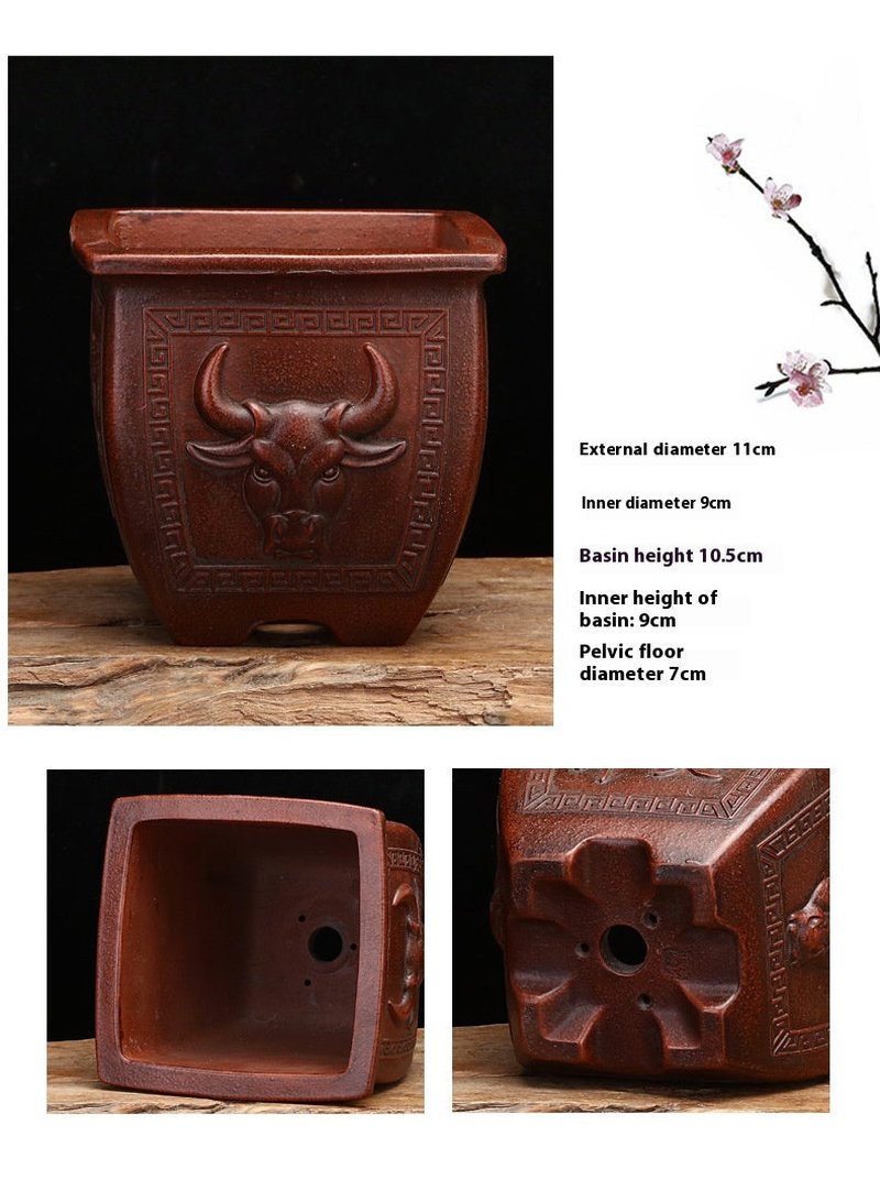 Purple Sand Flowerpot with Square Stick Design for Desktop Garden Home Decor