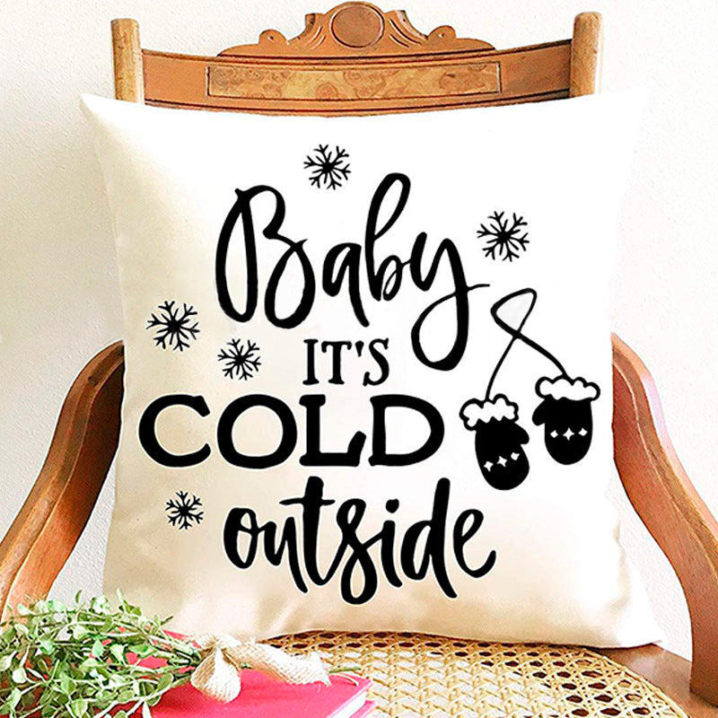Christmas Pillow Cover Cartoon Letter Print Cushion Cover for Sofa & Office