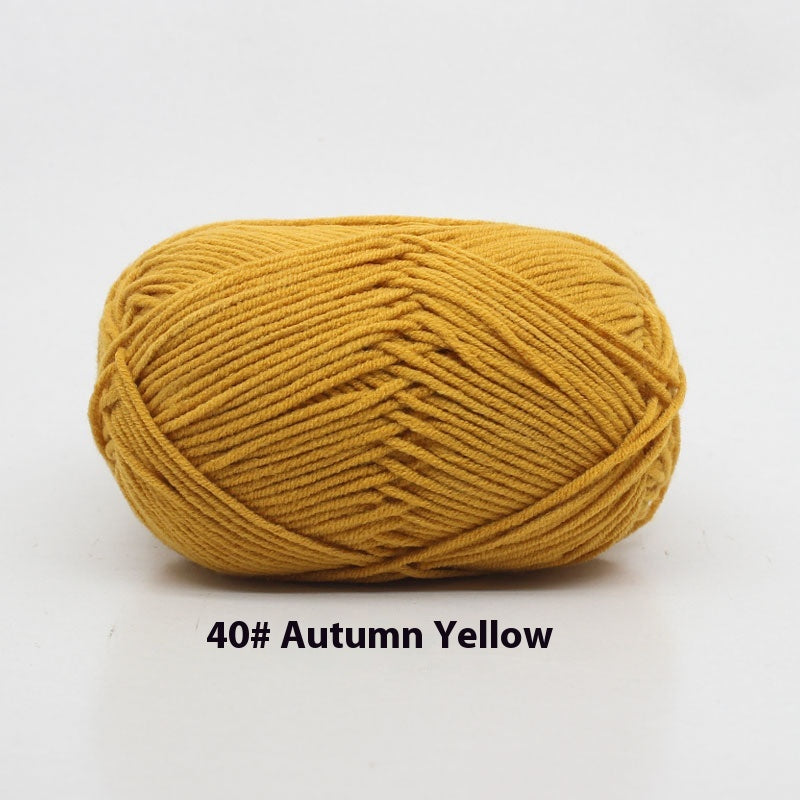 Four-Strand Milk Cotton Crochet Yarn Balls for Craft Projects - Multiple Colors
