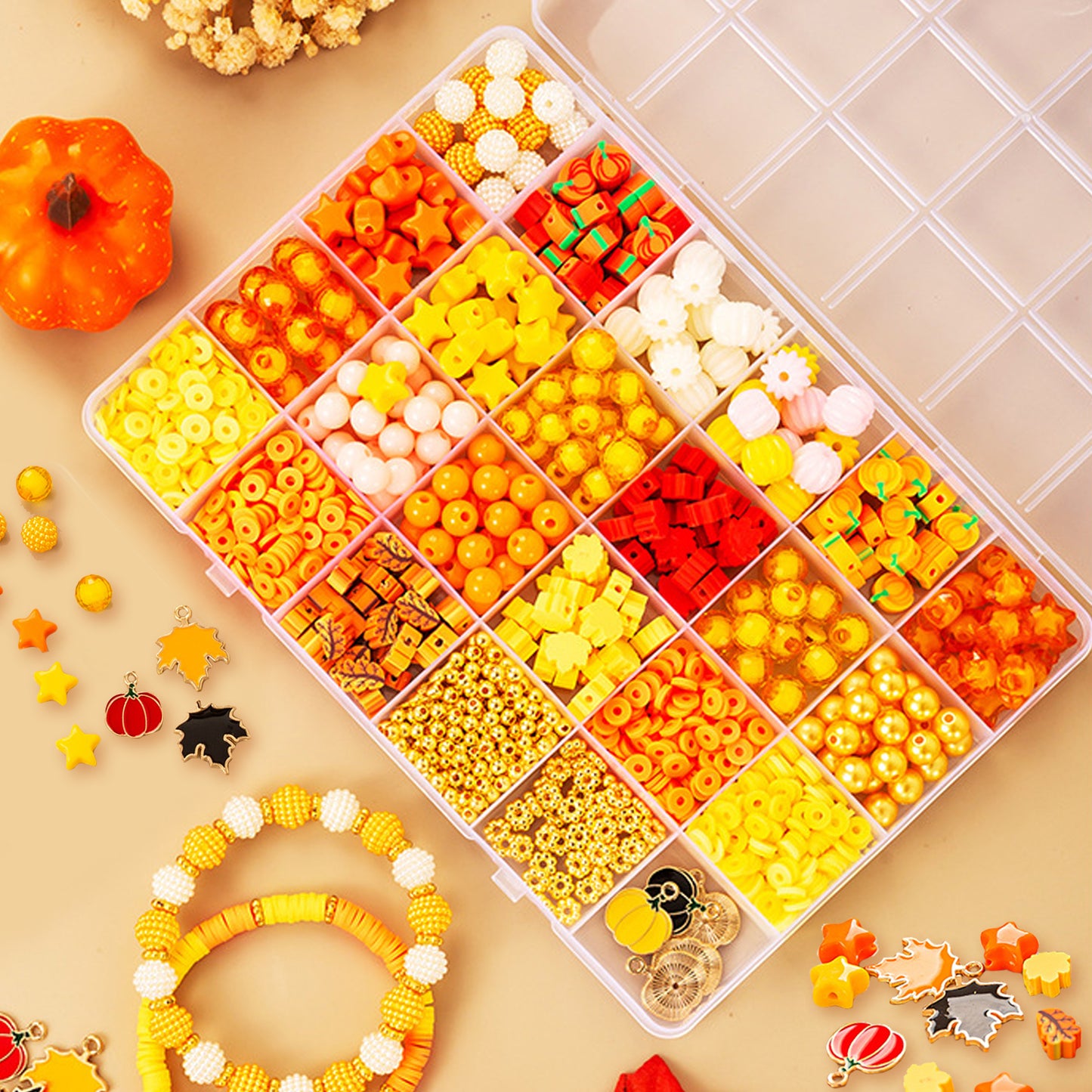 1510 Pcs Fall Theme Bracelet Beads Kit - Plastic & Colorful