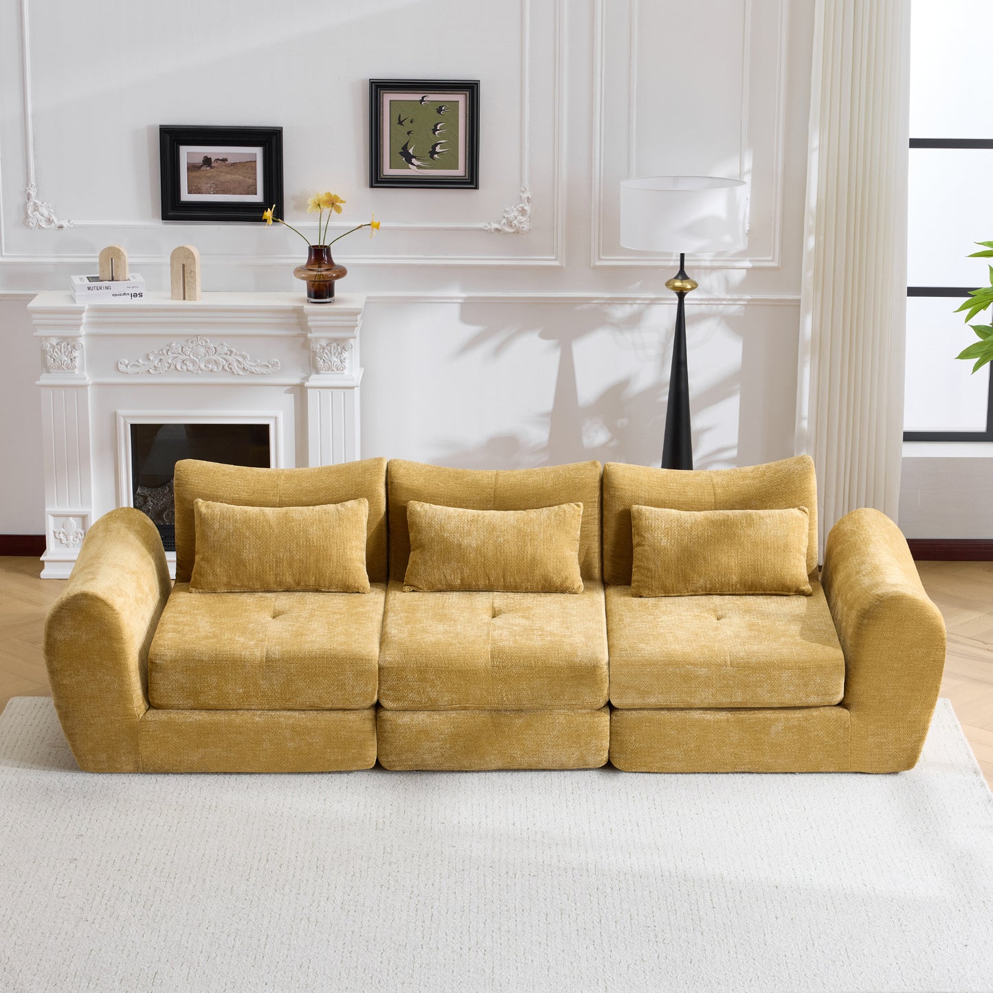 Modular Cloud Sofa Bed - Convertible Sectional Sofa in Yellow