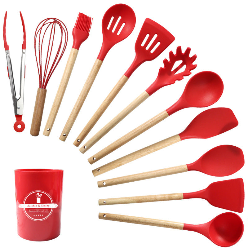 Silicone Soup Spoon & Pan Spatula Set Non-Stick High Temp Kitchen Utensils