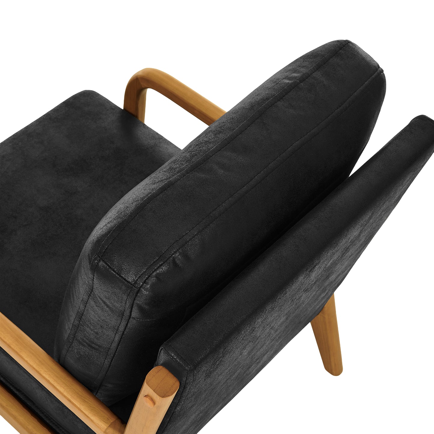 Mid-Century Modern Wooden Lounge Chair - Black