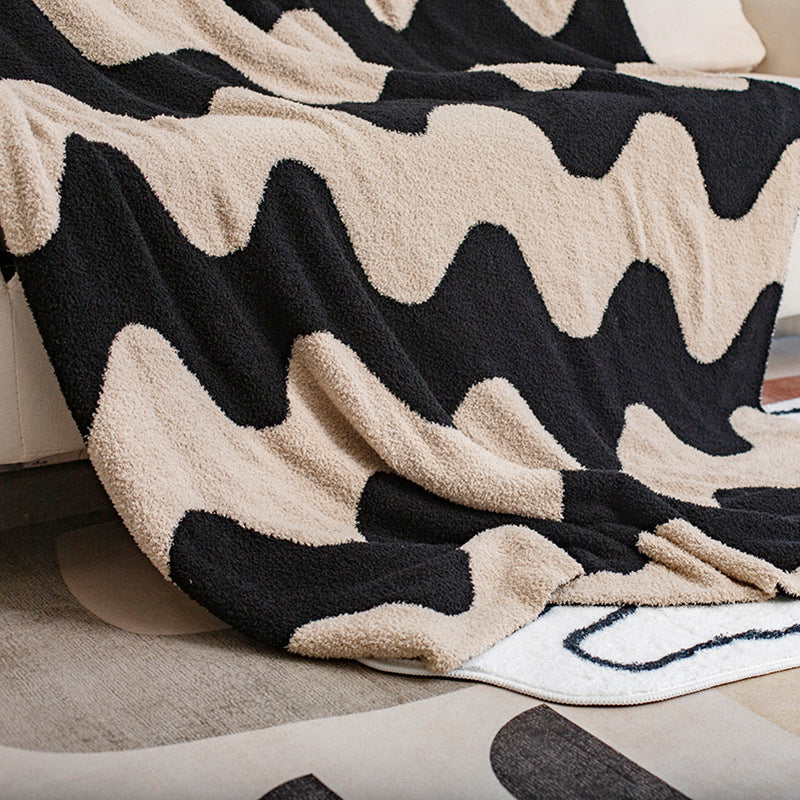 Nordic Style Half Velvet Knitted Sofa Blanket - Home Textiles