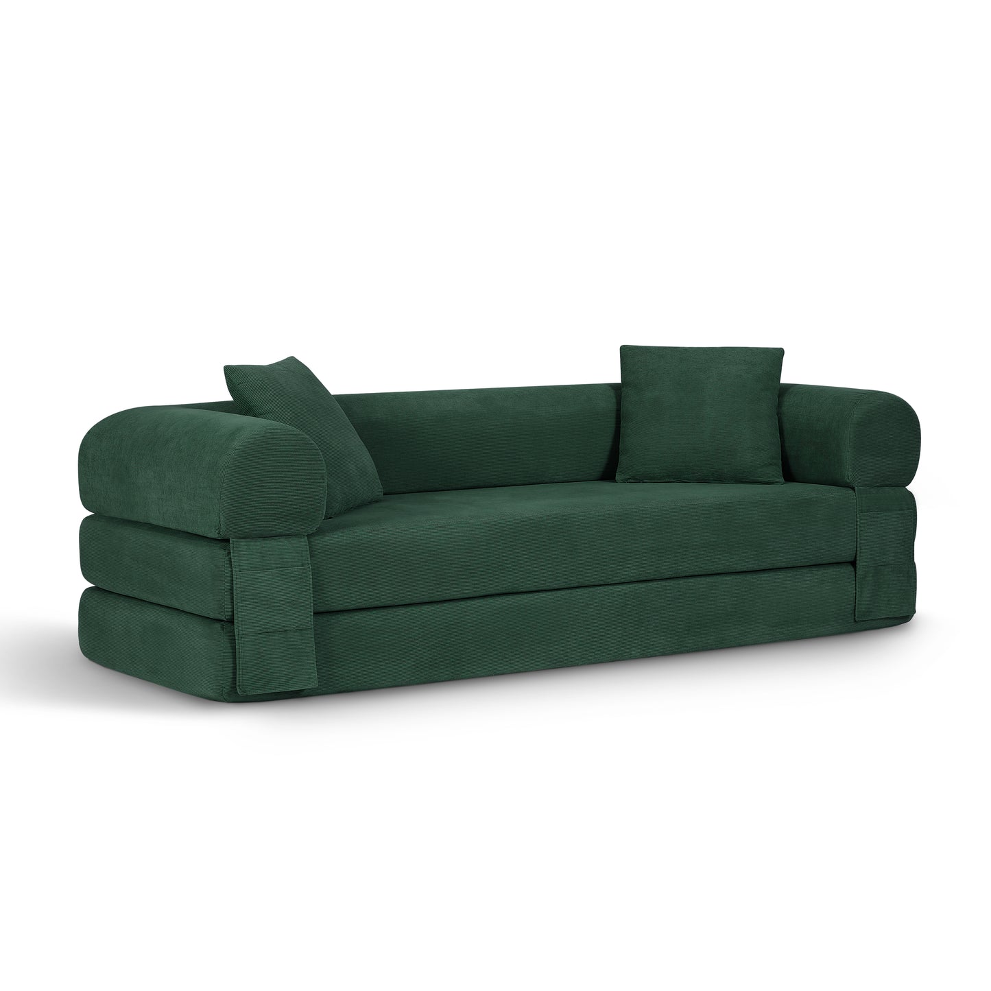 Convertible Sofa Bed Couch - 80 Inch Dark Green Sleeper with Storage